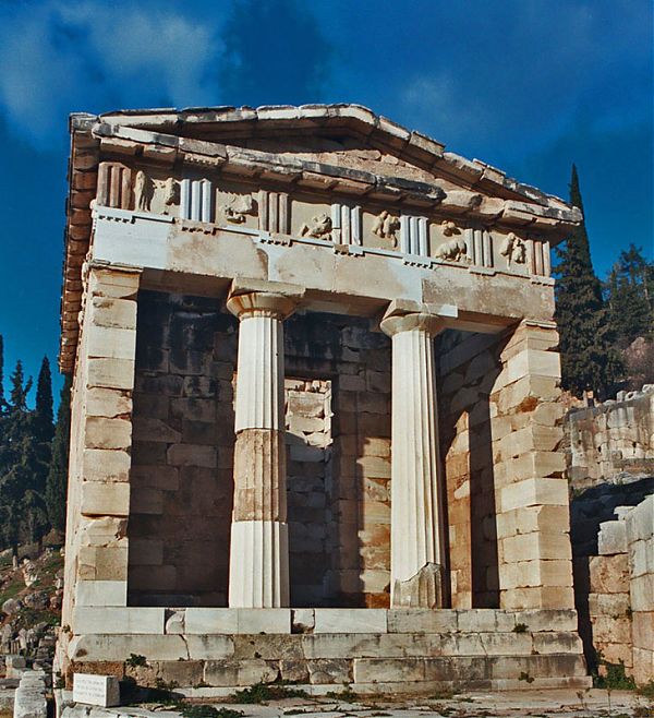Храм в антах - Сокровищница афинян. Афины. конец 6 - начало 5 в. до н.э.