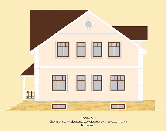 Эскизное предложение отделки фасада жилого дома во Владимирской области (вариант 2)