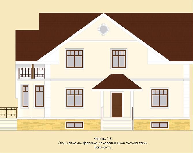 Эскизное предложение отделки фасада жилого дома во Владимирской области (вариант 4)