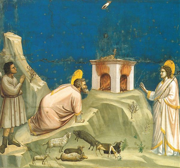 На фото - картина Джотто "Встреча Иоакима с пастухами". Пастушье прошлое Джотто описано Джоржо Вазари в книге