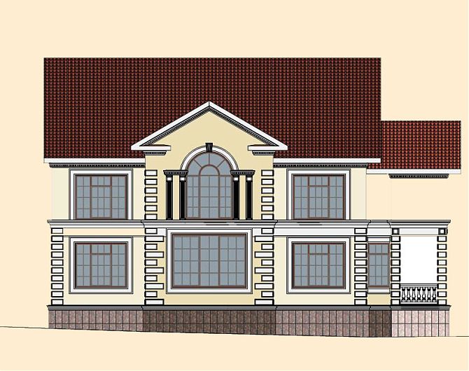 Эскизное предложение отделки дома в Сколково (вариант цветового решения для фасада 1)
