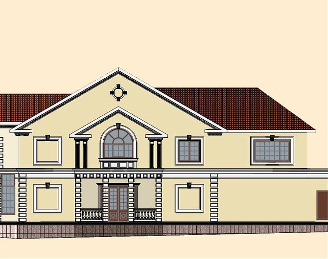 Эскизное предложение отделки дома в Сколково (вариант цветового решения для фасада 2)
