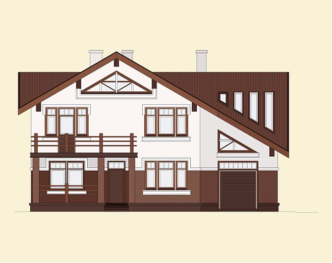 Проект дома для коттеджного посёлка в Одинцово (фасад 1)