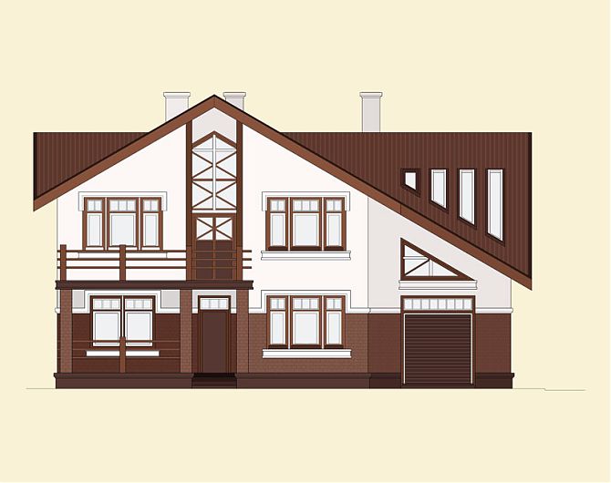 Проект дома для коттеджного посёлка в Одинцово (фасад 2)