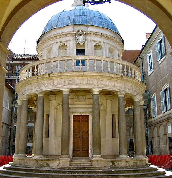 Архитектура Ренессанса - часовня-ротонда Темпьетто во дворе церкви Сан-Пьетро-ин-Монторио, Рим, 1502 г.