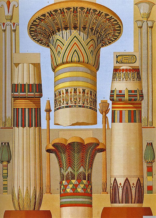 Варианты египетской росписи колонн.