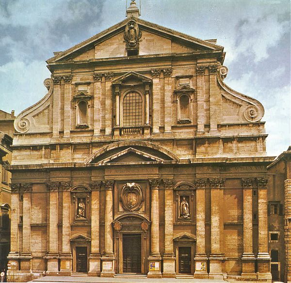 Фасад церкви Иль Джезу (Chiesa del Sacro Nome di Gesù. Церковь во святое имя Иисуса. 1568-1575 гг. Архитектор Виньола).