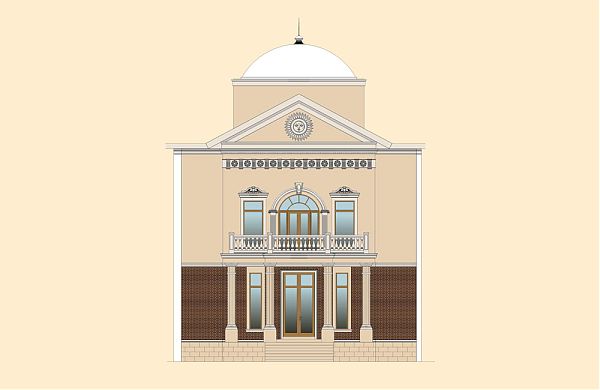 Проект жилого дома с куполом (вариант 1)