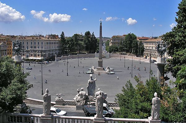 Площадь дель Пополо (Piazza del Popolo). 1811-1822 гг. архитектор Дж. Валадье, Рим.