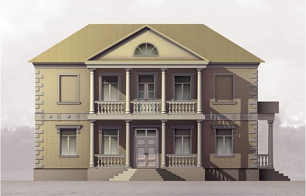 Проект дома-усадьбы, созданного по образцам строений зарубежного классицизма.